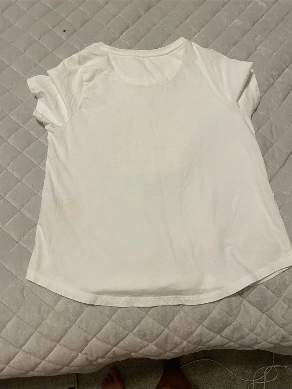 Anthropologie White Tee with Peach Graphic and Navy Accent - Picture 4 of 4